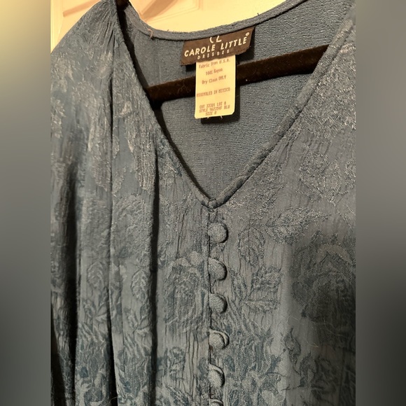 Carole Little Women’s Wear Maxi Dress Size 8 Rayon Teal Tunic Vintage Ties - Picture 2 of 7